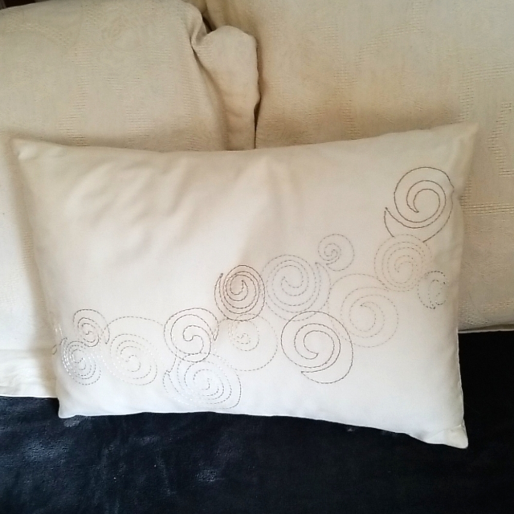 Ecru Embroidered Decorative Pillow